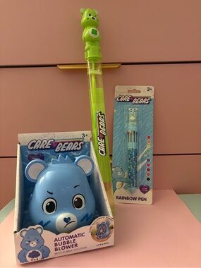Care Bears Green Bubble Wand with Blue Care Bears Bubble Blower & Rainbow Pen
